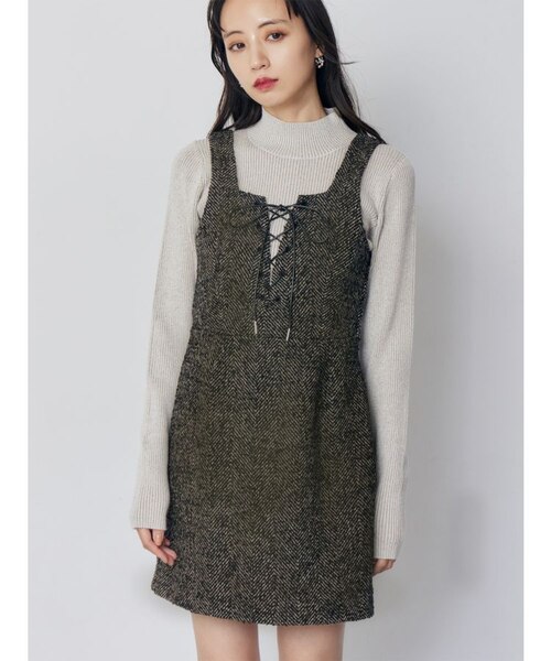 フロントレースアップミニワンピース｜マークスタイラーアウトレットの