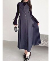 【新色あり】サイドプリーツテーラーワンピース