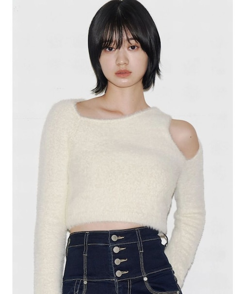 シャギースキンラインニット