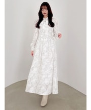 ヘアリーフラワーシフォンワンピース