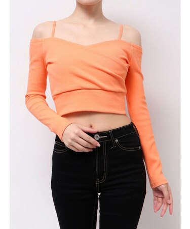 カシュクールデザインオフショルトップス