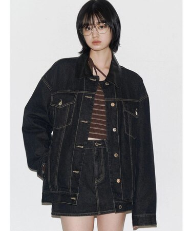 ワイドオーバーデニムブルゾン