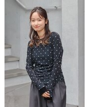 バックオープンドットシアーベロアロングスリーブTee