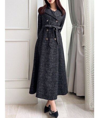 2WAYツイードレイヤードコート