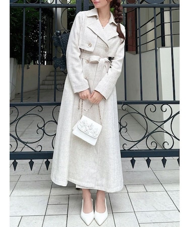 2WAYツイードレイヤードコート