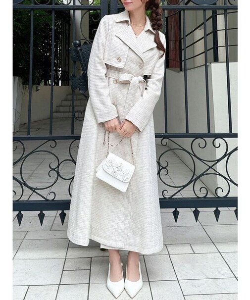 2WAYツイードレイヤードコート