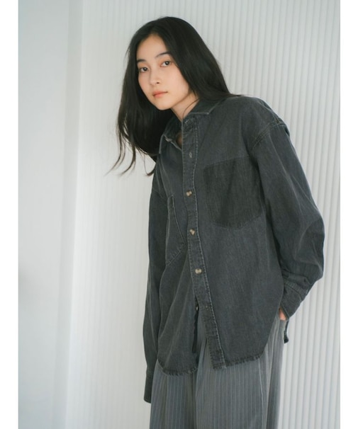 ポケットデザインデニムシャツ