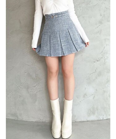 ツイードプリーツミニスカート【セットアップ着用可能】