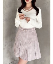 ツイードプリーツミニスカート【セットアップ着用可能】