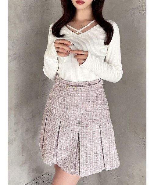 ツイードプリーツミニスカート【セットアップ着用可能】
