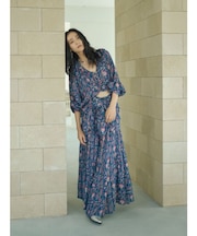 エスニックフラワーボリュームワンピース