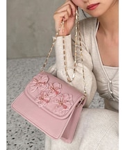 フラワーモチーフコンパクトバッグ