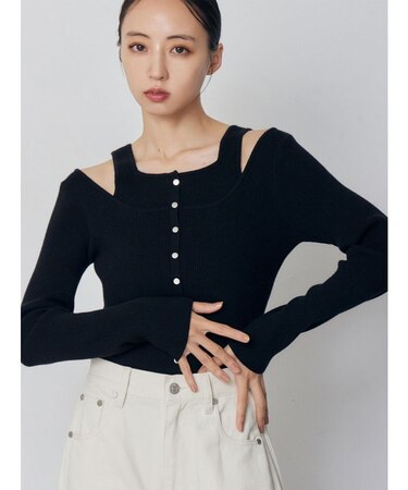 フロントボタンデザインニット