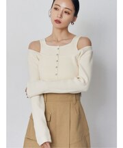 フロントボタンデザインニット