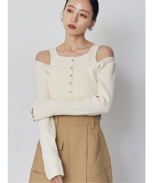 フロントボタンデザインニット