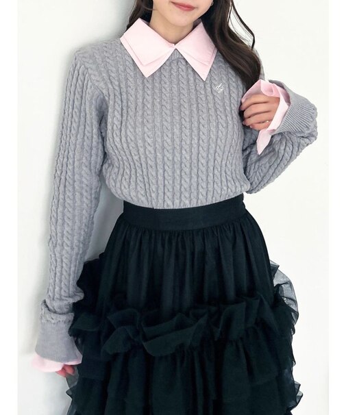 【20周年記念復刻！】ケーブルシャツドッキングニット