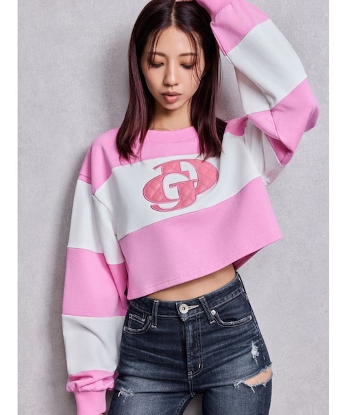 GD fake leather patch shortトップス