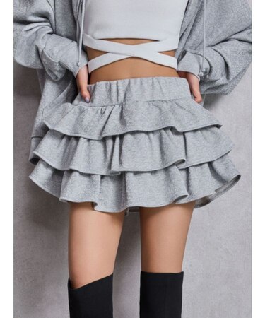 GG chain glitter print tieredスカートライクショートパンツ