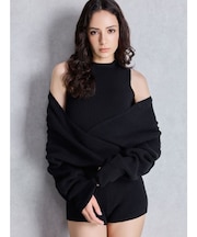 アームギャザーレイヤードニットロンパース