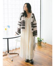 バテン起毛レースキャミワンピース