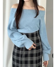 【追加生産】ミニシャギーオフショルニット