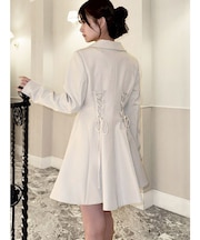 バックレースアップペプラムジャケット