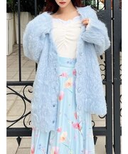 シャギーミディニットカーディガン