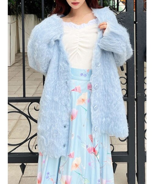 シャギーミディニットカーディガン