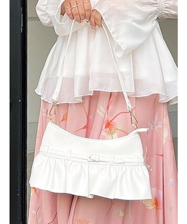 フリルデザインハンドバッグ