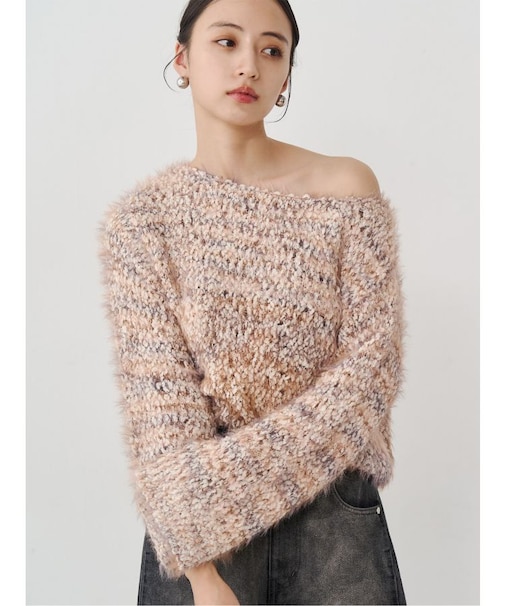 MIXシャギールーズニット