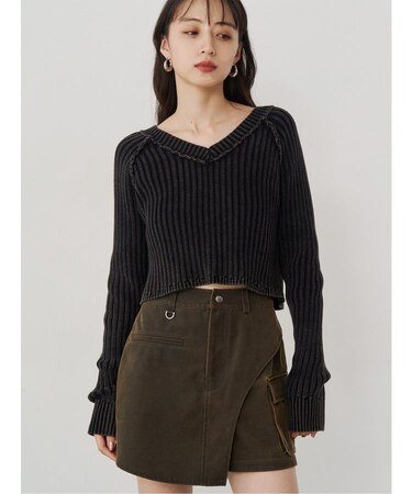 ブリーチVネッククロップドニット