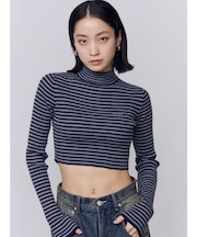 ハイネッククロップニット