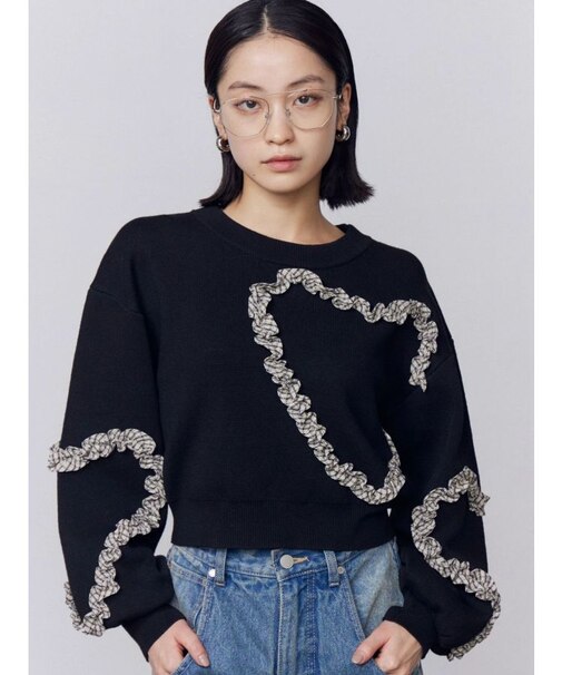 ギャザーハートニット