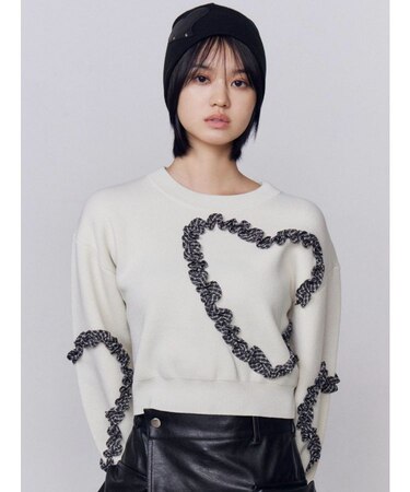 ギャザーハートニット