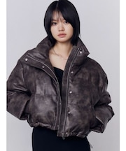 フェイクレザーショートダウン