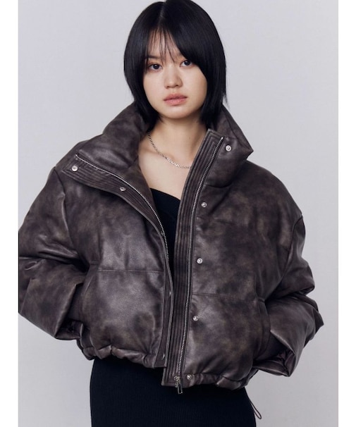 フェイクレザーショートダウン