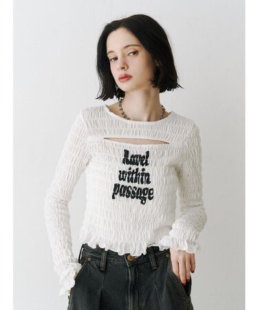 カットアウトシャーリングトップス