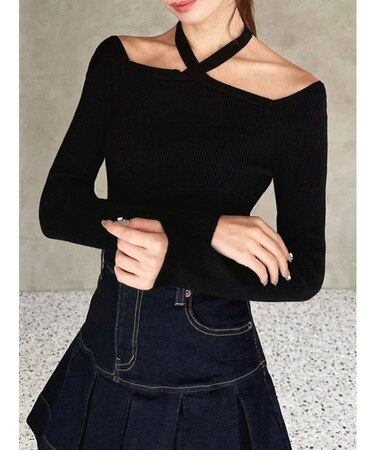 フロントクロスリブニットプルオーバー