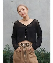 メッシュショートカーディガン