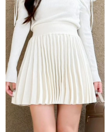 ニットプリーツミニスカート