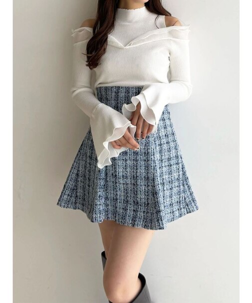 プリーツフリル使いニット