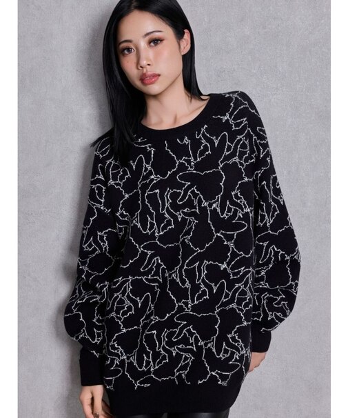 BUNNY patternニットトップス
