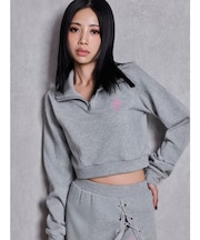 sacred edge crossハーフZIPショートスウェットトップス