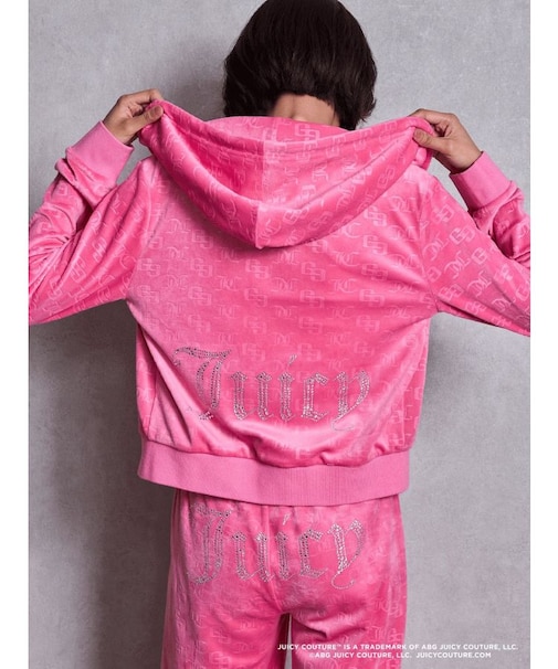 GYDA×Juicy Couture GG JC Emboss Big Bling Velour Hoodie