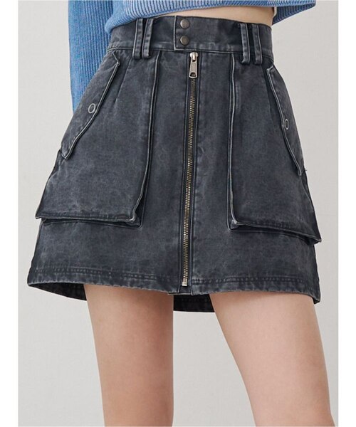 フロントZIPアウトポケットミニスカート｜マークスタイラー