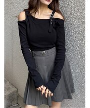 アシメデザインベルトトップス