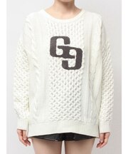 GGサガラ刺繍ケーブルニットトップス