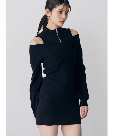 カシュクールZIPニットワンピース