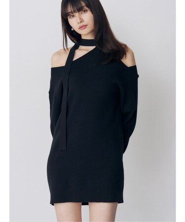 アシメショルダーミニワンピース