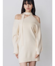 アシメショルダーミニワンピース